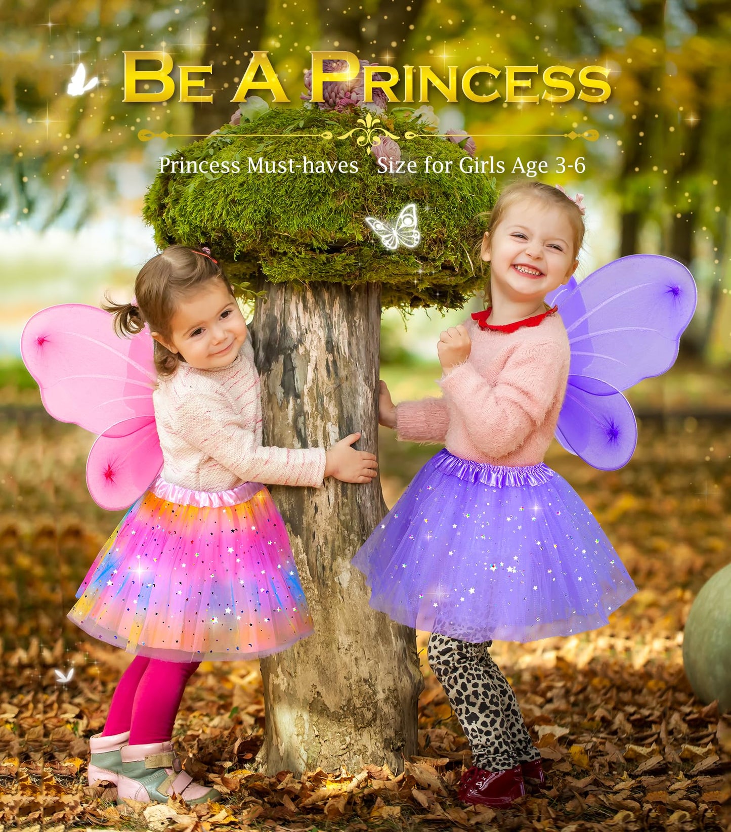 Kids Princess Dress Up Clothes For Little Girls, Bibuty Pretend Play & Dress Up Princess Costume Set With Princess Shoes Tutu Fairy Wing For Little Girls, Princess Toy Gift For 3-6 Toddler Little Girl