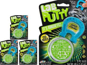 Ja-Ru Lab Putty Magnetic Slime With Magnet & Tin Container (3 Units) Squishy Fidget Toy Magnetic Putty For Kids. Non Sticky Slim
