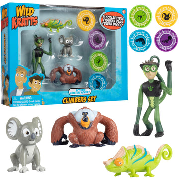 Wild Kratts Climbers Action Figure Collectible Figures & Discs (8pc) Includes 4 Creature Power Discs +4 Animals- Officially Lice