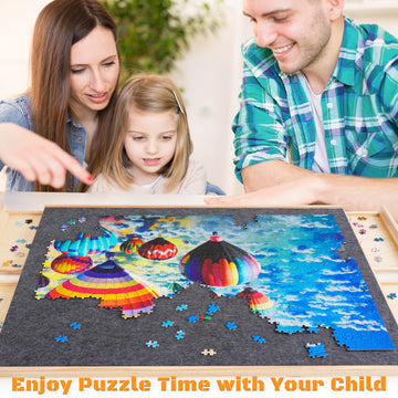 Mernunux 1500 Piece Rotating Puzzle Board With 4 Drawers, 27''X36'' Wooden Jigsaw Puzzle Table With Cover, Portable Puzzle Board