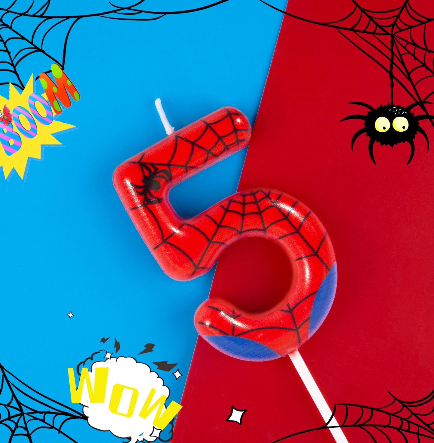 PHD CAKE 2.76 Inch Number 5 Spider Birthday Candles, Spider Cartoon Themed Number Candles, Cake Number Candles, Party Celebratio