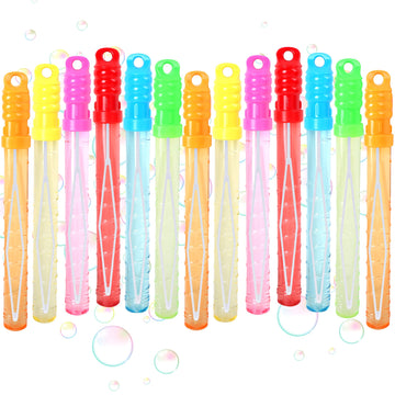 Joyin 24 Pack 10’’ Mid Bubble Wands Assortment, 6 Colors Bubble Wands 3 Oz Party Favors Kids Summer Toys, Outdoor Play Toys Games Christmas Birthday Party