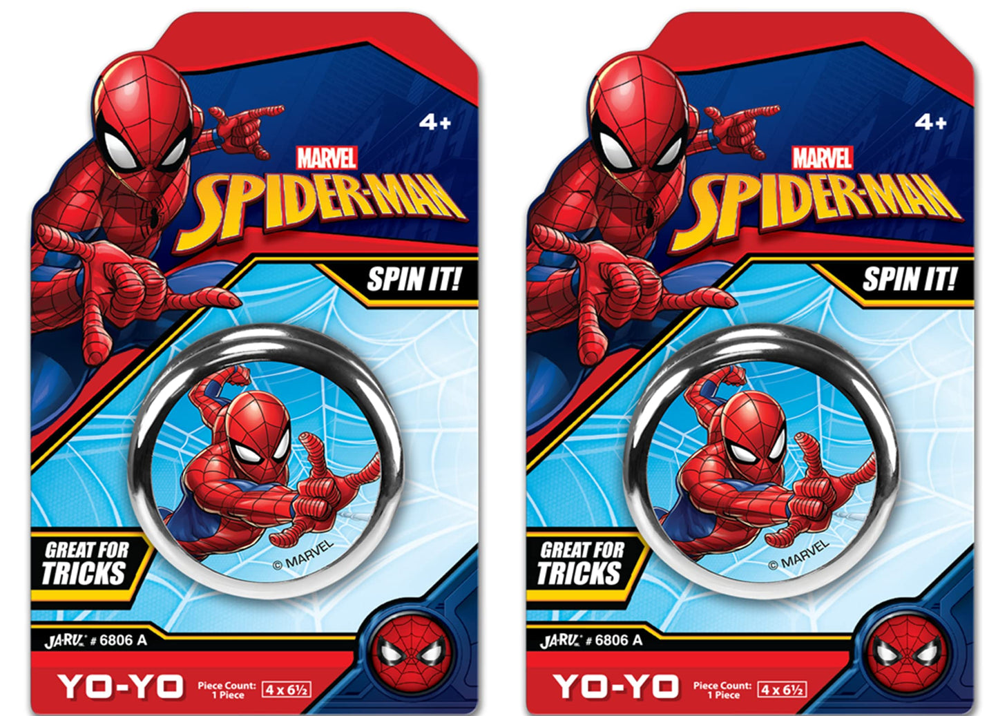 Ja-Ru Marvel Avengers Toys Yoyo Toy (2 Units Spiderman) Fidget Toy Superheroes Spiderman & Hulk Kids Yoyo Beginner String Trick Kids Yo-Yo Game Fidget Toys For Boys Spid-6806-2S