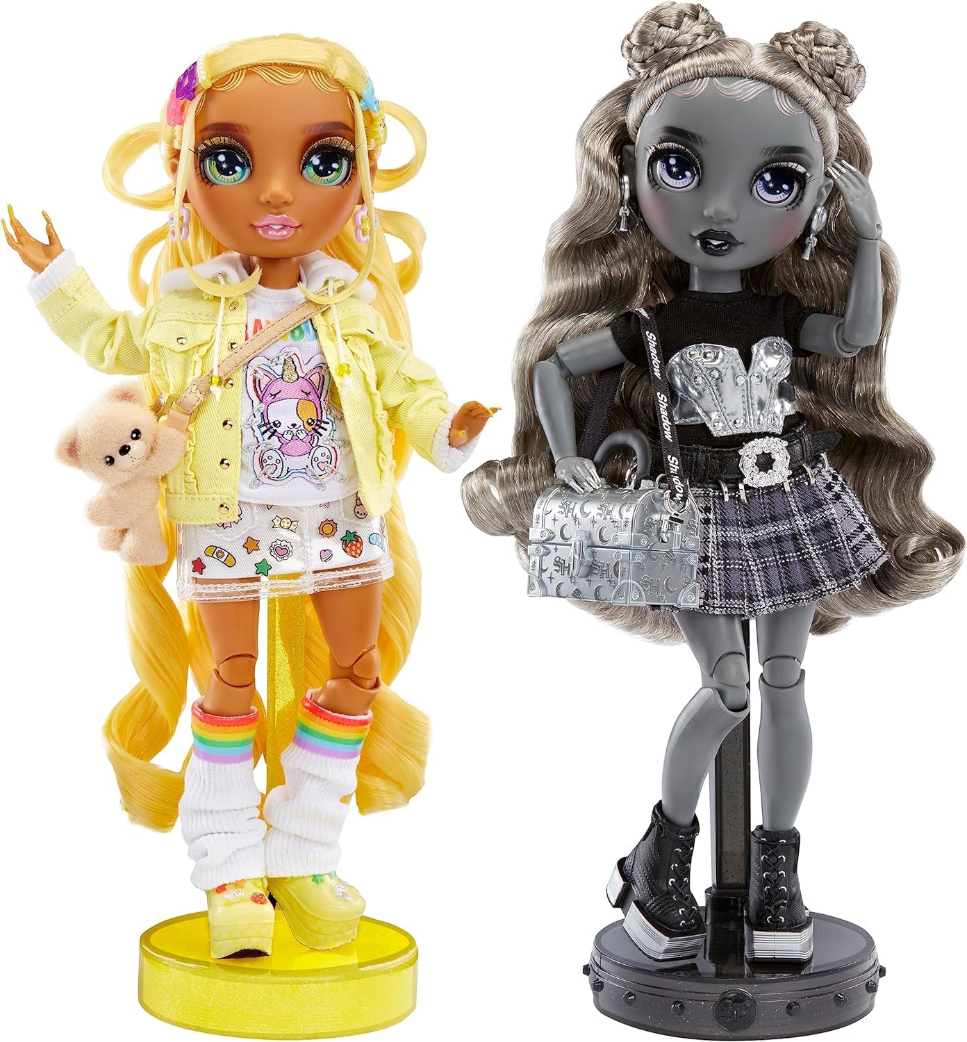 Rainbow High Madison Twins 2-Pack - 11 Inch Plastic Dolls, Yellow & Grey Outfits, Model 592778EUC - Great Gift for Kids & Collectors