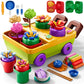 JUKUDAHU 50PCS Play Clay Set Blooming Flower Garden Toy Playset for Kids 3-5, DIY Nature Kits, Pretend Kitchen Toys Accessories 