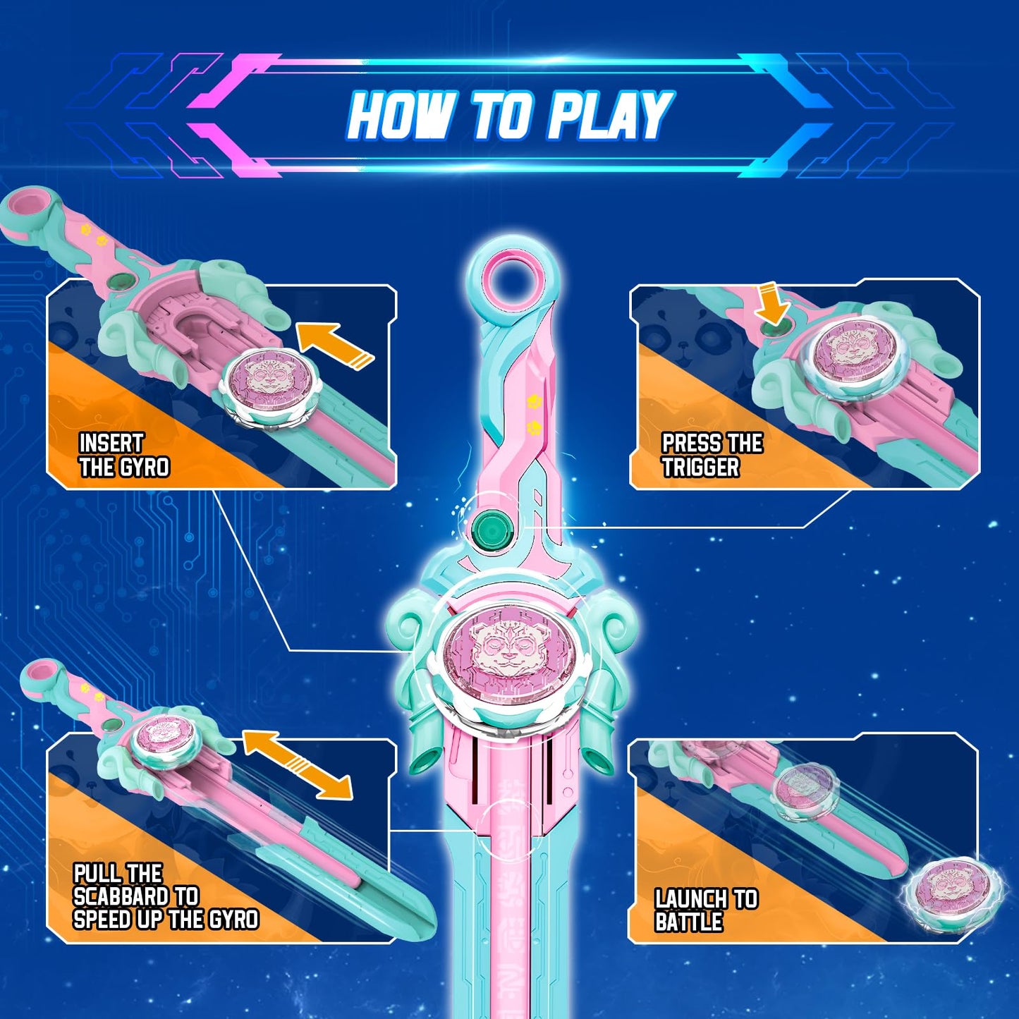 INFINITY NADO Bey Battling Blade Set, Spinning Top & Sword Launcher, 15.4 in, Pink, Model 654117, Ideal for Kids 5-12 Years Old