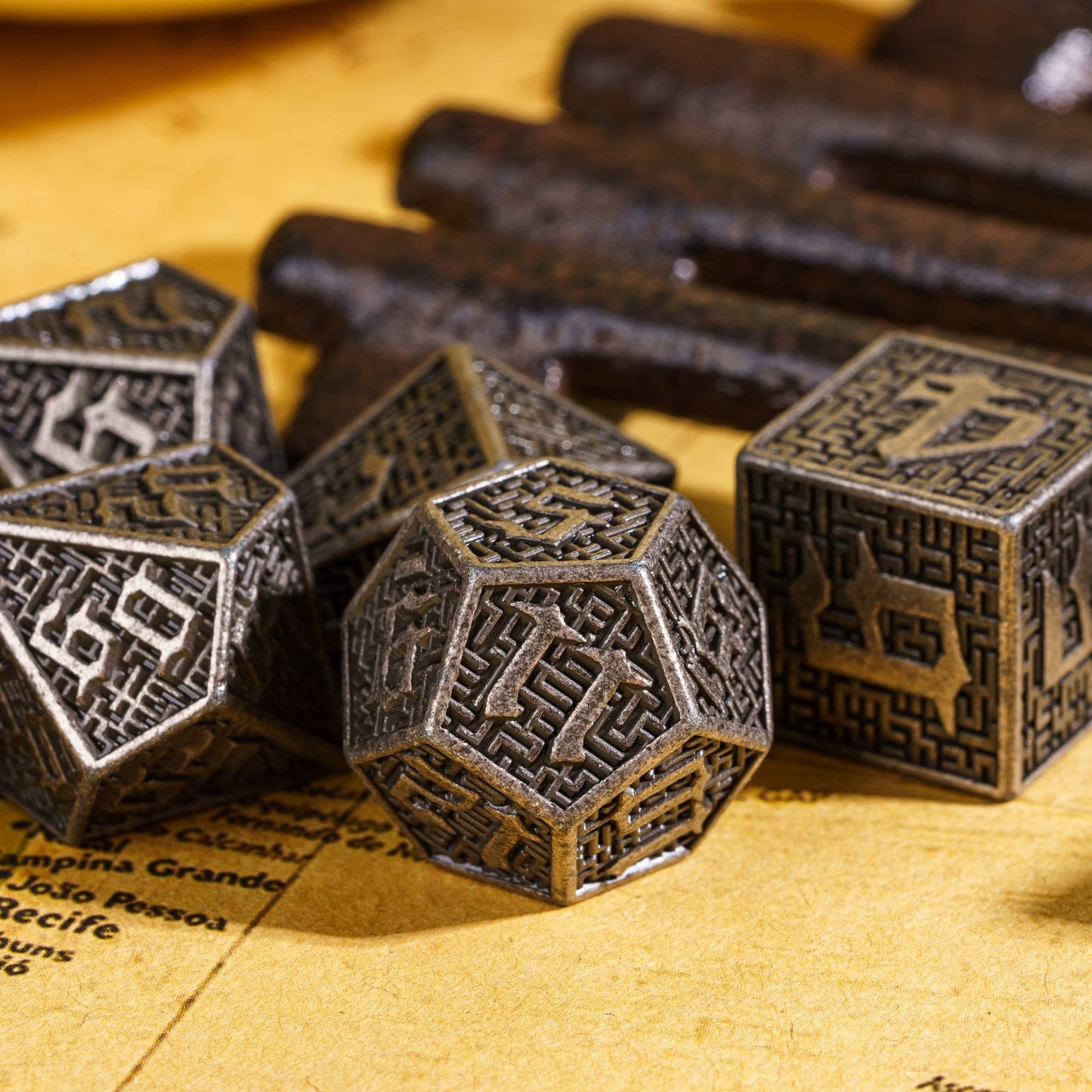 UDIXI Metal Dice DND Dice Set 7PCS Maze Carved D&D Polyhedral Dice for Dungeons and Dragons Role Playing Games and Other Tableto