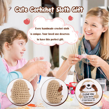 MBL Handmade Crochet Sloth - I Love You Gift for Him/Her, Small, Brown, Perfect for Valentine's Day, Anniversary, Birthday