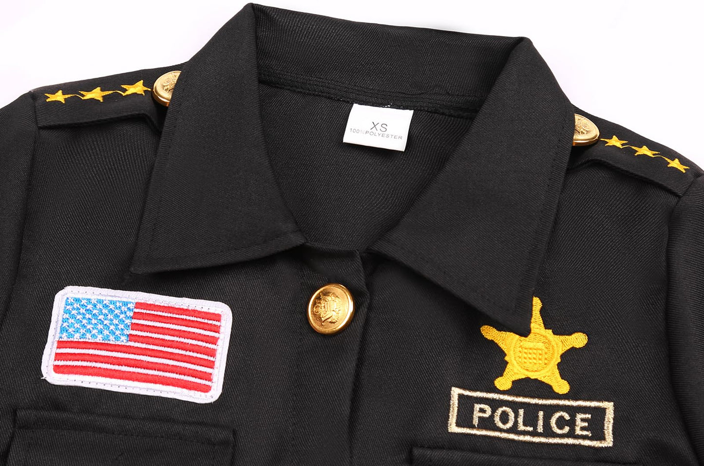 Costumerry Police Officer Costume For Kids Boys Cop Costume Halloween Dress Up (5-7 Years)