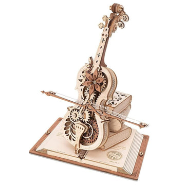 Robotime Wooden Music Box Puzzles For Adults Amk63 Magic Cello, 3D Wooden Puzzles For Adults/Teens Wooden Model Kits To Build, House Warming Musical Gift Hobby Kit Stem Toy Home Decor
