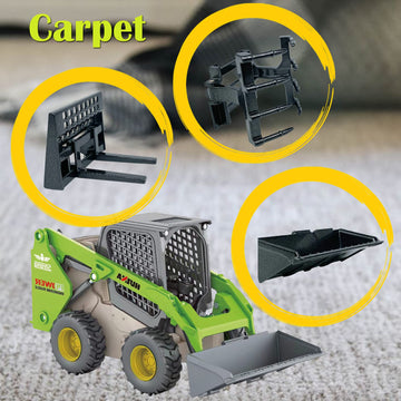 Qcar 3 in 1 Skid Steers Loader Construction Vehicles Toys,1:50 Scale Diecast Site Loader with Metal Forklift and Grab Shovel Set
