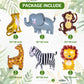 6 Pcs Giant Smile Jungle Safari Animals Balloons,Large Monkey Elephant Zebra Leopard Lion Giraffe Foil Balloons For Wild One Saf