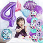 40 Inch Purple Number 4 Balloon,Giant Large Number 4 Balloon,4Th Birthday Mermaid Balloons,Children'S Birthday Party Baby Shower
