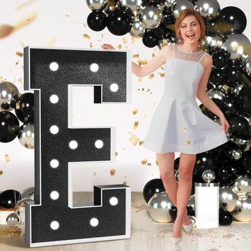 Imprsv Marquee Letters Black Birthday Decorations: Large 4 Feet Tall Light Up Letters For Party Decor Merry Me Baby Shower Big F