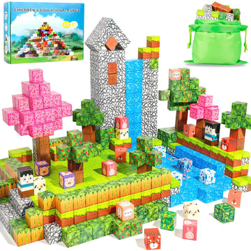 Hazms Magnetic Blocks 128Pcs Magnetic Building Blocks, Kids Toys For Boys And Girls Age 3+, Educational Sensory Magnetic Blocks