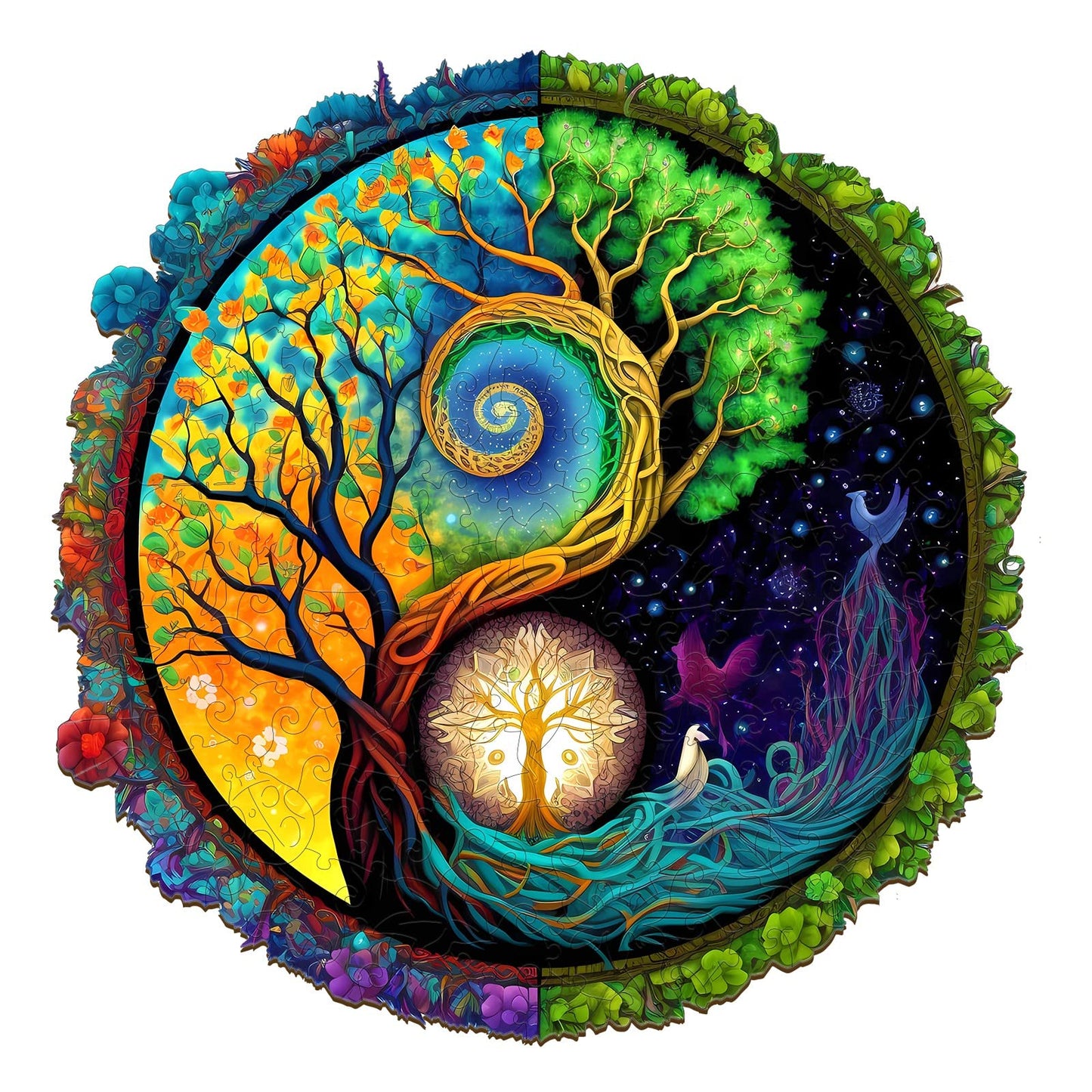 KAAYEE Wooden Jigsaw Puzzles-Wooden Puzzle mature-themed Unique Shape Advanced Yinyang Wooden Jigsaw Puzzle for mature-themed  Challenging Unique Shaped Jigsaw Puzzle 13.8 * 13.8in 300pcs