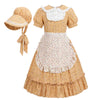 Nuoqi Prairie Dresses For Girls, Yellow Laura Ingalls Wilder Costume Pioneer Colonial Dress With Apron, 6-7