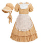 Nuoqi Prairie Dresses For Girls, Yellow Laura Ingalls Wilder Costume Pioneer Colonial Dress With Apron, 4-5