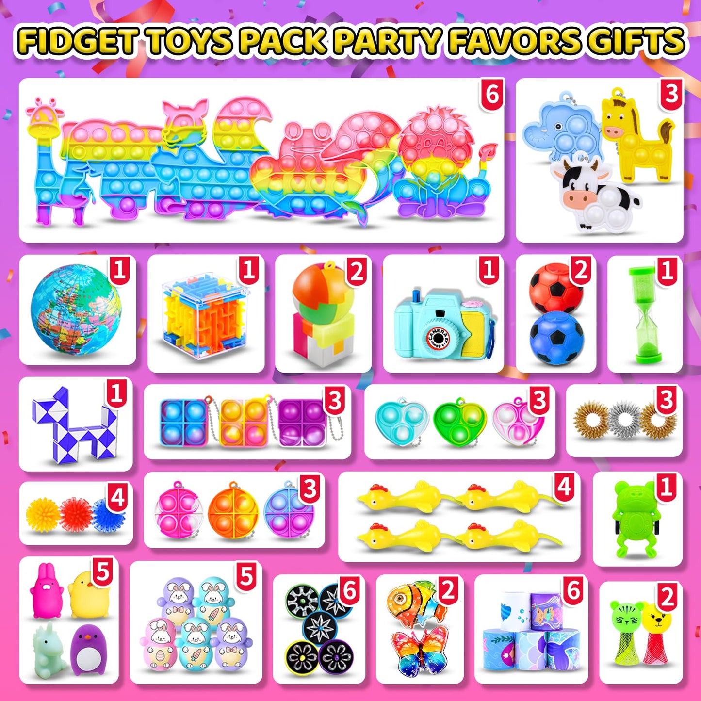 1000Pcs Party Favors For Kids Fidget Toys Pack Birthday Gift Toys Goodie Bags Stuffers Sensory Toy Treasure Box Birthday Party S