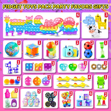 1000Pcs Party Favors For Kids Fidget Toys Pack Birthday Gift Toys Goodie Bags Stuffers Sensory Toy Treasure Box Birthday Party S