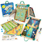 Arcturine 14-In-1 Wooden Board Games Set - Multi-Game Combo With Snakes And Ladders, Sling Puck, Bowling And More - Portable Tra