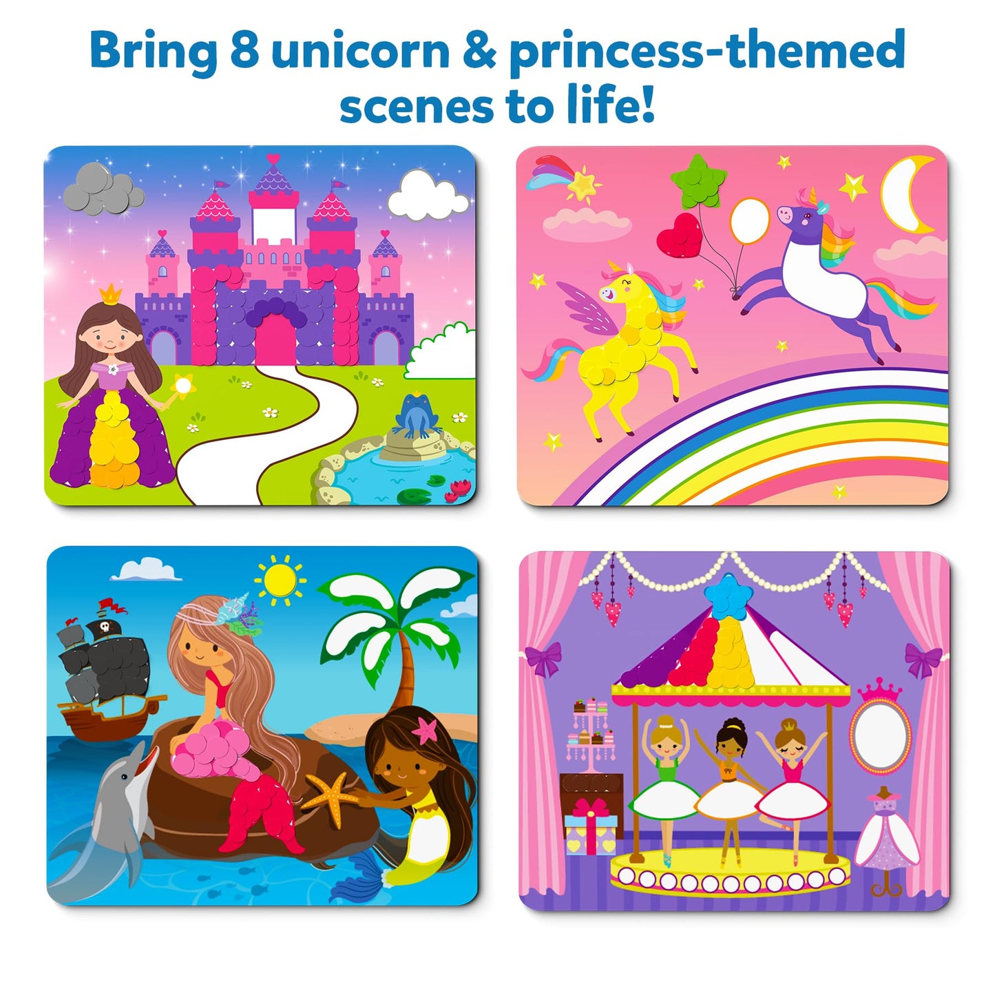 Skillmatics Dot It Sticker Art - Unicorns & Princesses, Mess-Free Fun for Kids, 500+ Stickers, Craft Kits, DIY Scrapbooking Acti