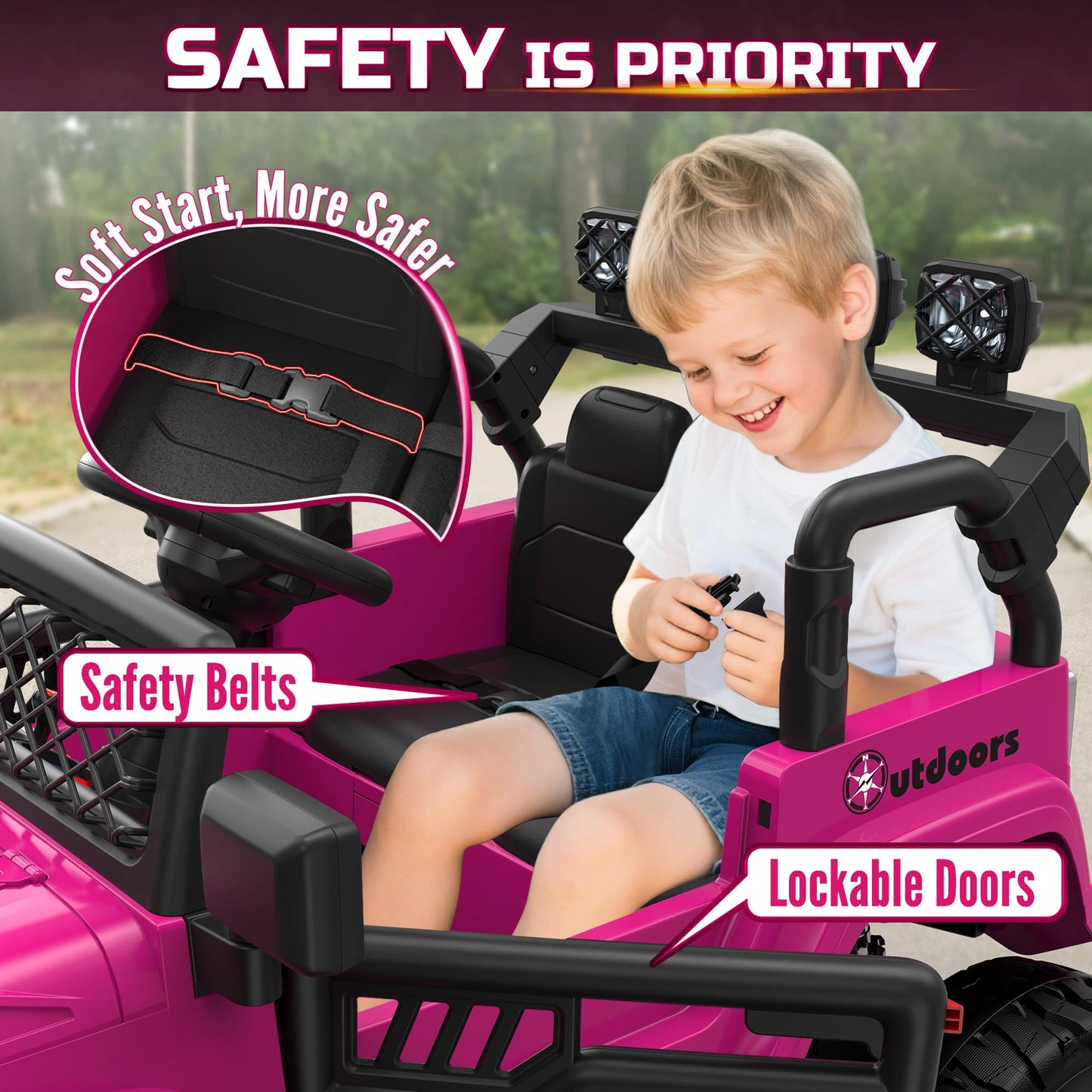 ARBELI 24V 2 Seater Kids Ride On Toy, 4x200W, EVA Tires, Electric Truck Car w/21 Wide Seat, Remote Control, 4WD, 4.5Mph, 4 Wheel