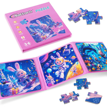 Nattork Bunny Magnetic Puzzle Book for Toddlers 3-5 Girls Boys  Travel Puzzles Game for Kids Ages 3-6  Learning Magnet with Fun for 3 4 5 6 Years Old Children Boys Girls - Gift Idea for Birthdays