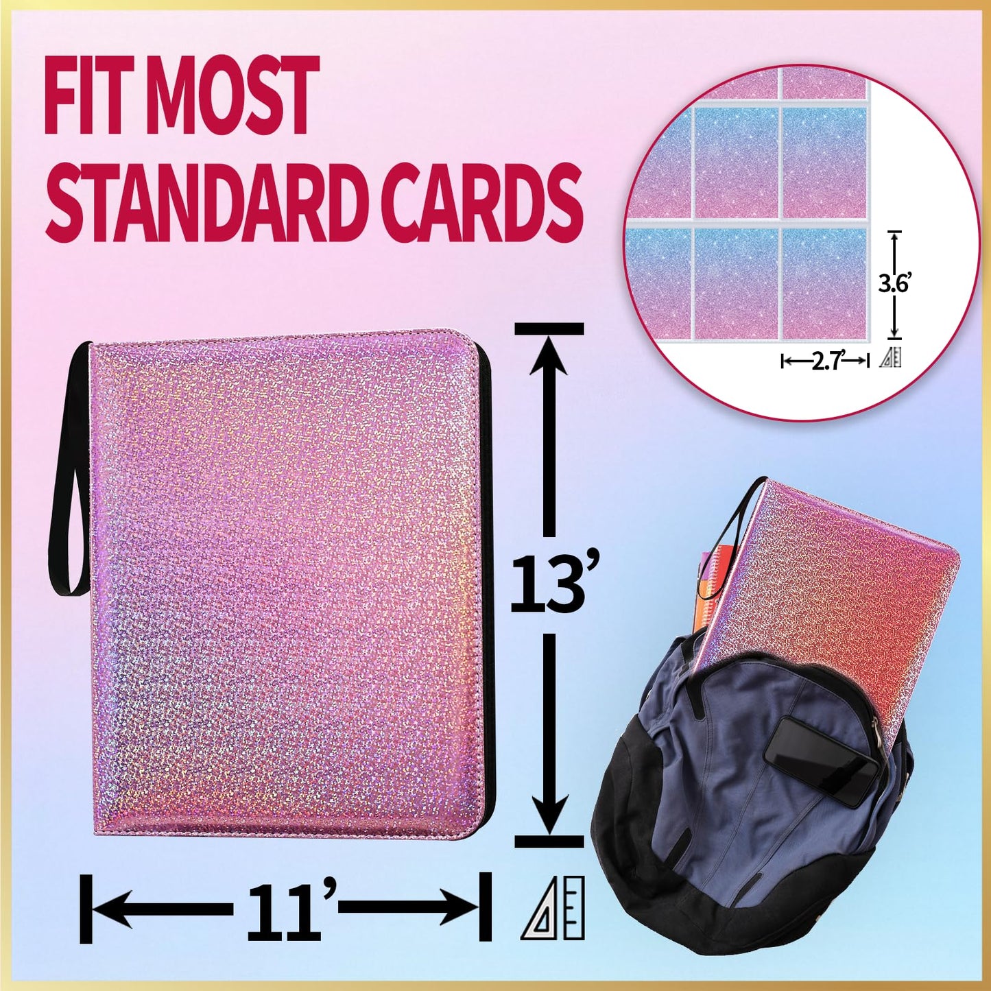 Dosanlues 9 Pocket Card Binder - 1080 Double Sided Pocket PU enhanced Zip Trading Card Binder Collectible Card Albums for MTG  TCG  Sports Cards  Game Cards - Purple