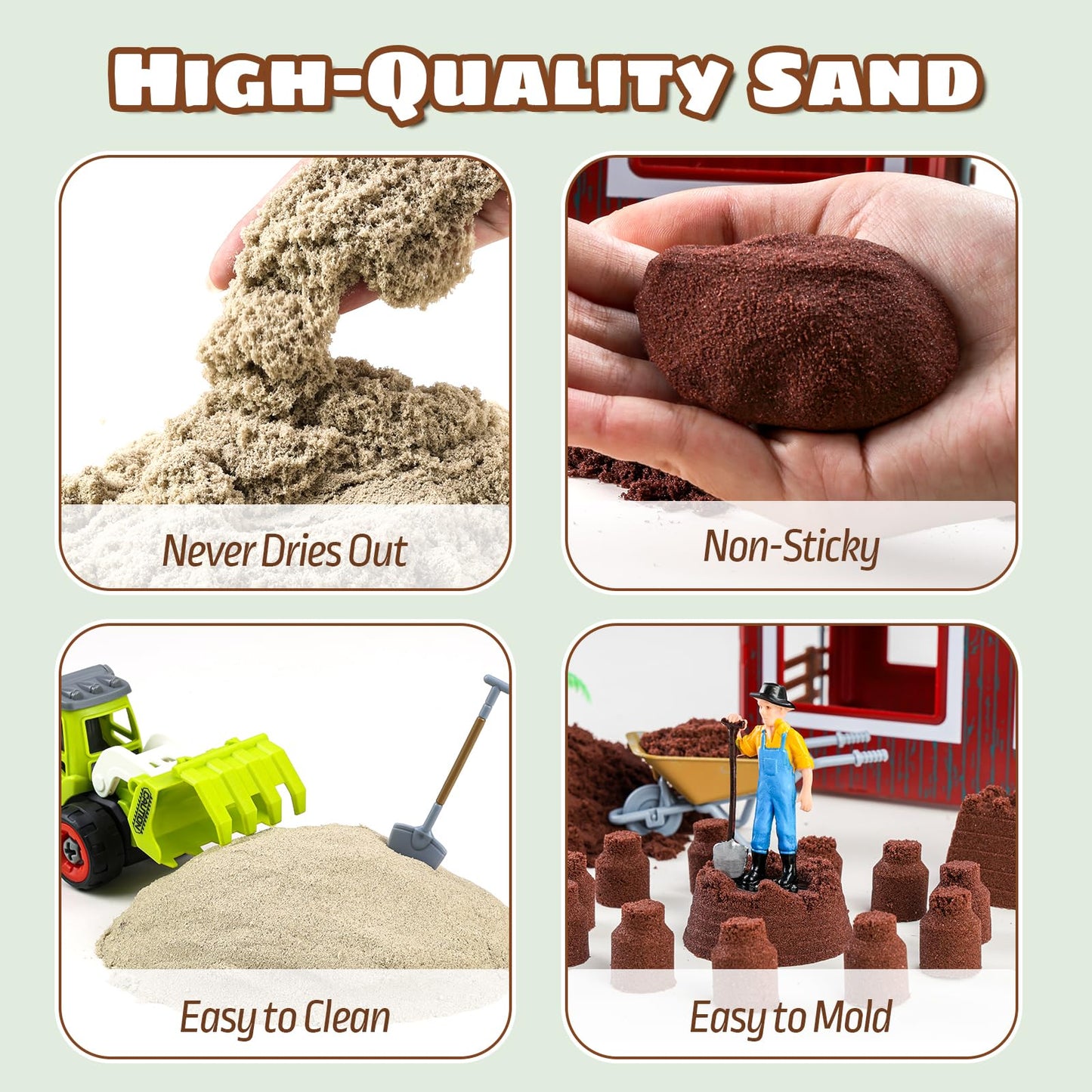 Aprilwolf 69 Pcs Farm Sensory Bin Toys Playset, Sandboxes With Sand, Farmer Tractor & Farm Animals Figures Toys For Kids 3 4 5,