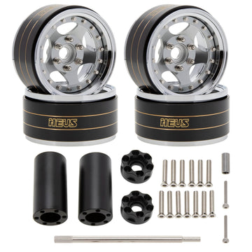MEUS RACING 1.9'' Beadlock Wheels Rims, 120.5g Brass & Aluminum Deep-Dish Wheels for 1/10 RC Crawler SCX10 TRX4 VS4-10 Gen8 (C-T