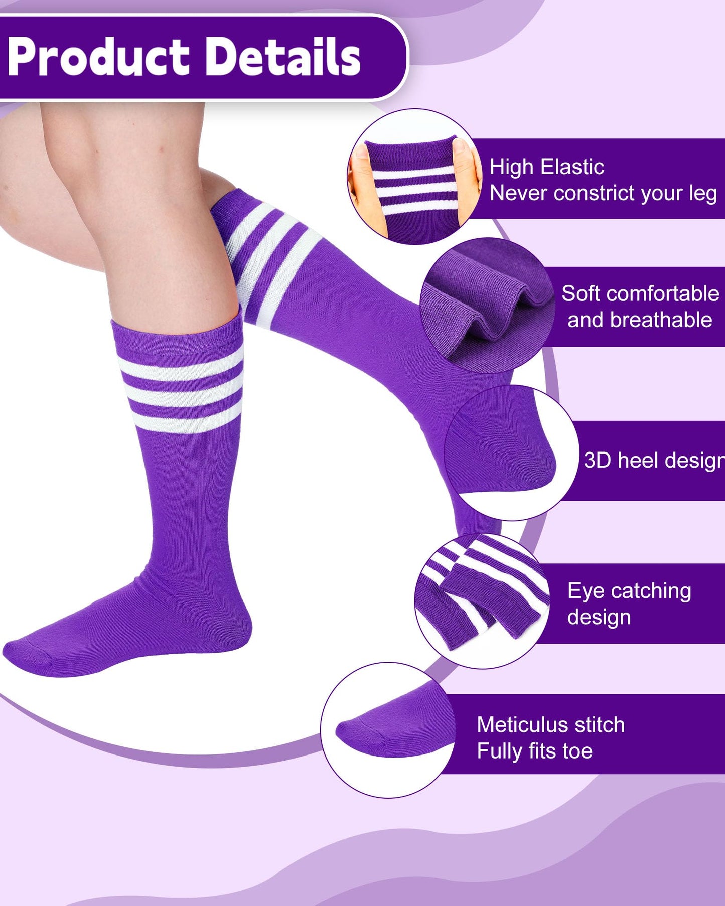 Zhanmai 5 Layered Tutu Skirt For Kids Tulle Tutu Skirt With Tube Socks Princess Runners Costumes Cosplay For Girls Kids (Purple,