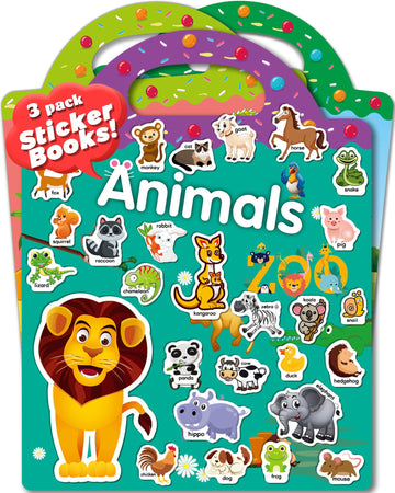 3 Pack Reusable Sticker Book For Toddlers 2-4 Years, Toddler Sticker Book For Kids, Toddler Activities Crafts Preschool Learning