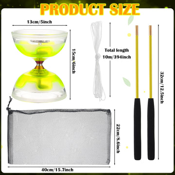 Chitidr Chinese Yoyo Diabolo Set Includes 5 Inch Colorful Led Diabolo Toy Light Up With 2 Pieces Diabolo Sticks, 1 Piece Diabolo