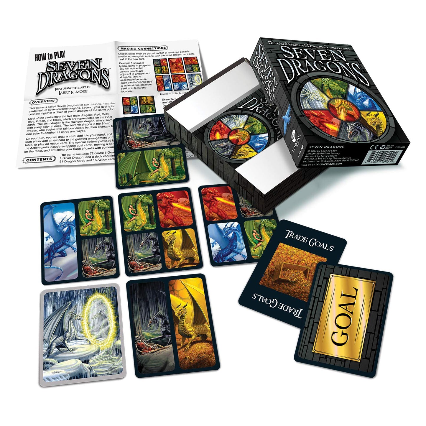 Looney Labs Seven Dragons Card Game - Strategic Gameplay, Multicolor, Model LOO039, Paper Material