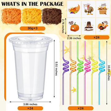Qinyoung 24 Set Creative Fall Thanksgiving Classroom Gifts for Student Kid Thanksgiving Fall Gift Cups for Candy Treats Snack To