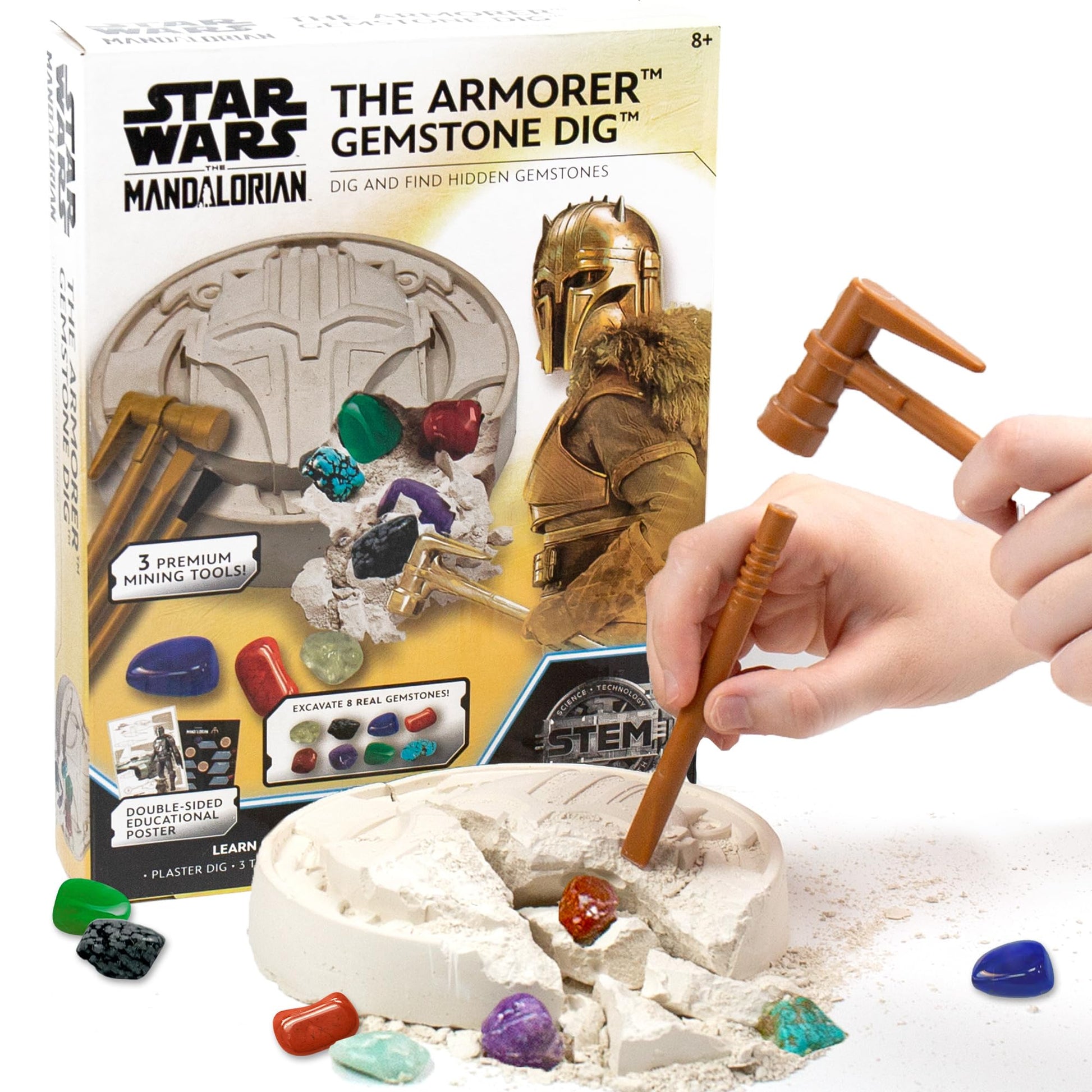 Star Wars The Armorer Gemstone Dig, Reveal 8 Real Gemstones Inside The Armorer'S Helmet, Including Amethyst, Quartz, Red Agate, Star Wars Toys, Science Kits For Kids Age 8-12, Excavation Toys