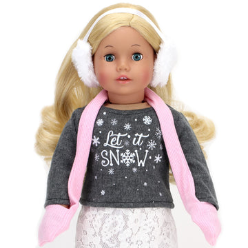 Sophia'S 6 Piece Sweater, Skirt And Accessories Outfit Set For 18'' Dolls, Gray And White