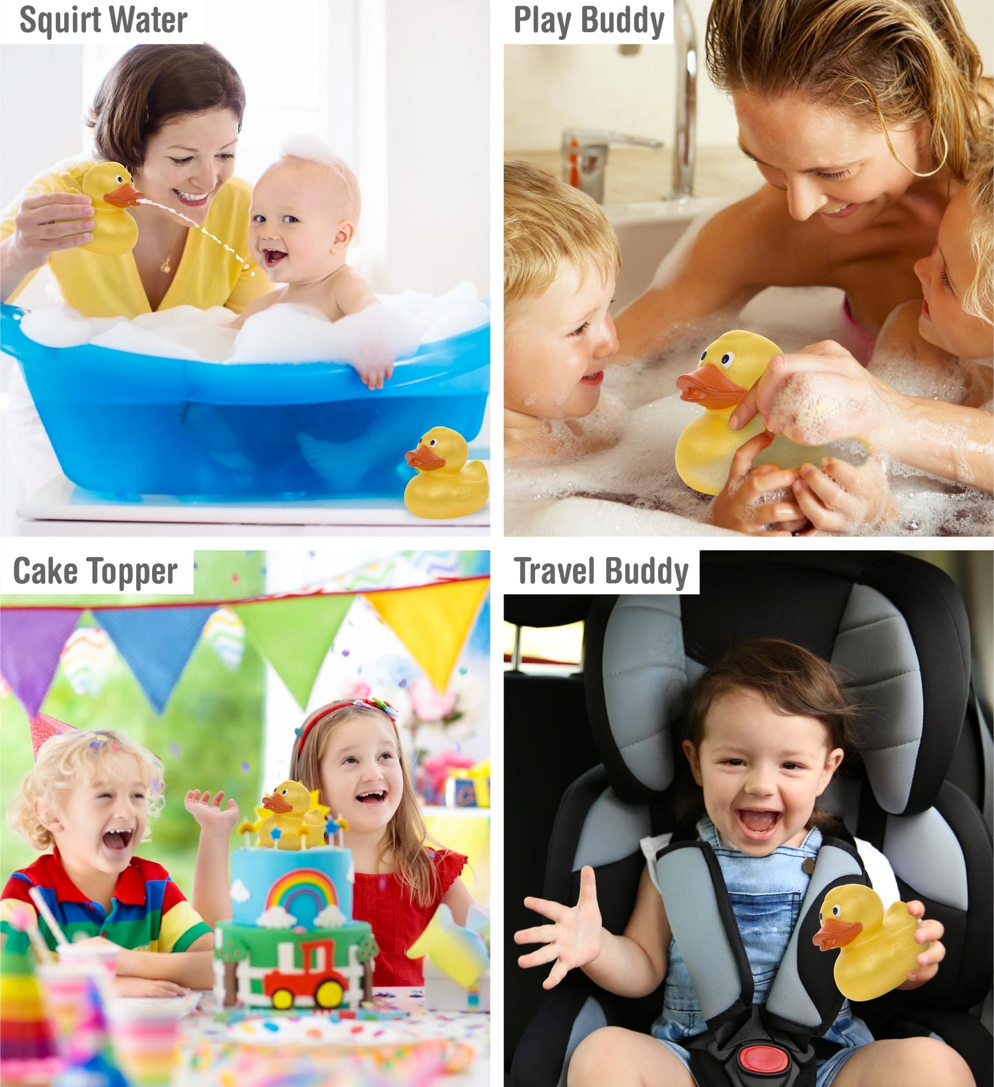 DolliBu Metallic Yellow Duck Bath Buddy Squirter - Floating Yellow Duck Rubber Bath Toy  Fun Water Squirting Bath Time Play for Toddlers  Animal Toy for Bathtub  Beach  and Pool for Girls and Boys
