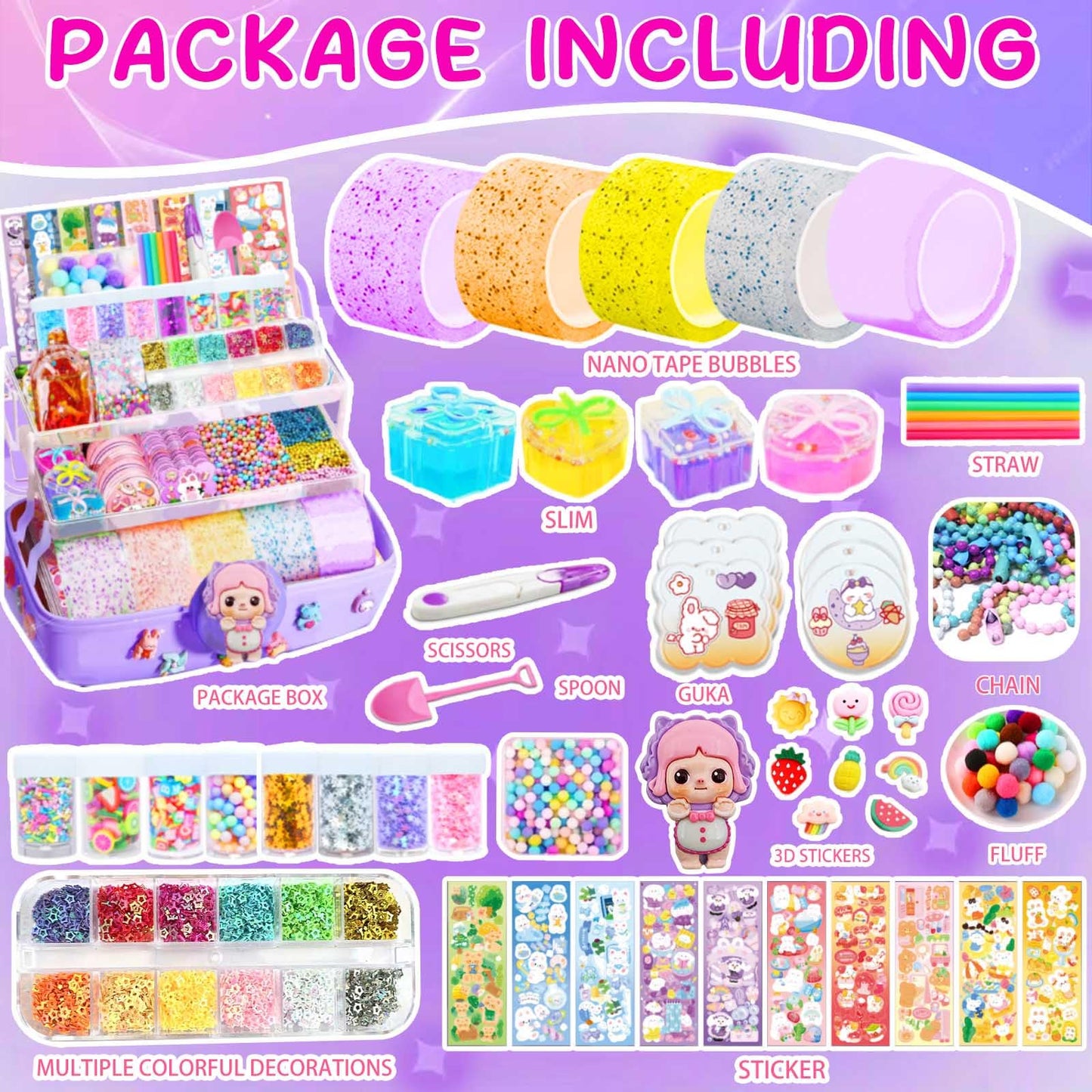 Ziza Cute Nano Tape Bubble Kit For Kids With Box, Nano Tape Squishy Maker Kit, Nano Bubble Tape Kit, Nano Tape Bubbles