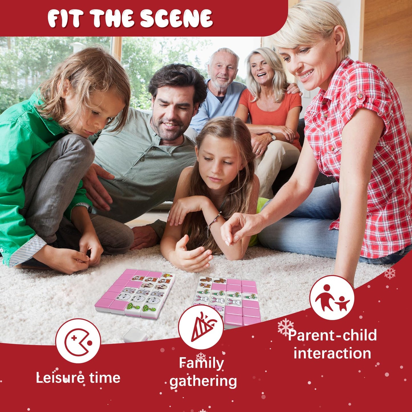 30Mm Seaside Escape Game Blocks, Mahjong Tile Game Sets With 49 Tiles 30Mm 12 Animals Pattern, Christmas Play With Kids.