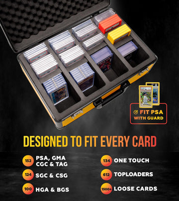 SLAB protective covering 4 Row Graded Card Storage Box PSA Card Slab Case For Graded cards Holds 160+ Slabs Graded Card Case for PSA Slab Box Graded Card Storage Sports Baseball Card Collector Gifts ( ORANGE )