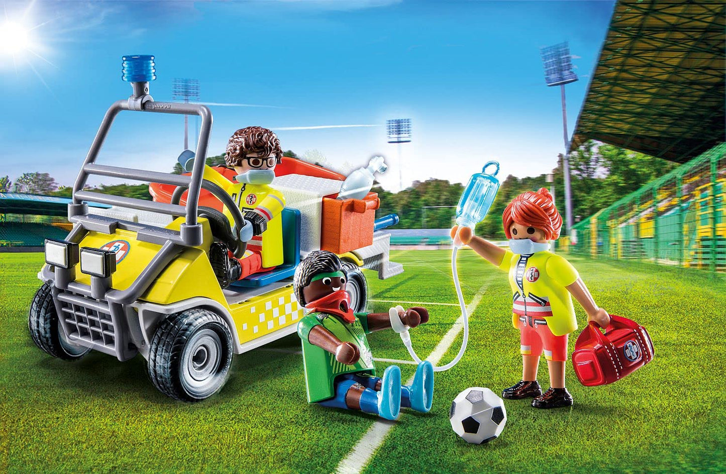 Playmobil Rescue Cart - Model 71204, Red Plastic Emergency Vehicle for Kids