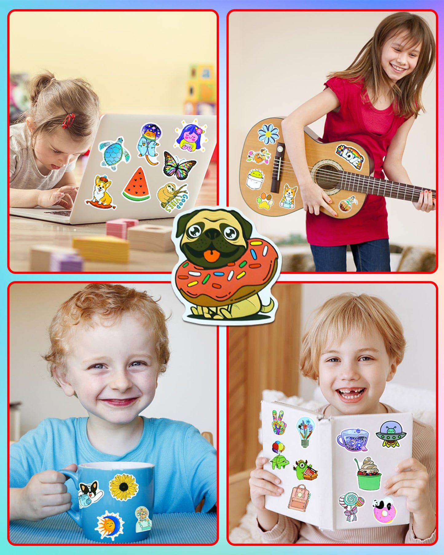 Eoaod 200Pcs Water Bottle Stickers For Kids, Cute Stickers For Water Bottles, Vinyl Waterproof Stickers Aesthetic Laptop Sticker