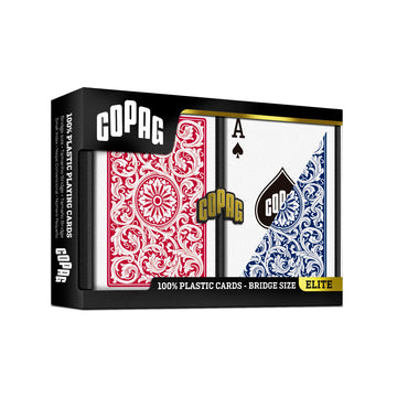 Copag 1546 Design 100% Plastic Playing Cards, Bridge Size (Narrow) Red/Blue (Standard Index, 6 Sets)