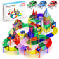 Picassotiles 128 Piece Magnetic Race Track Toy Car Tracks Set Toddlers Magnet Building Blocks Tiles Sensory Toys For Kids Includ