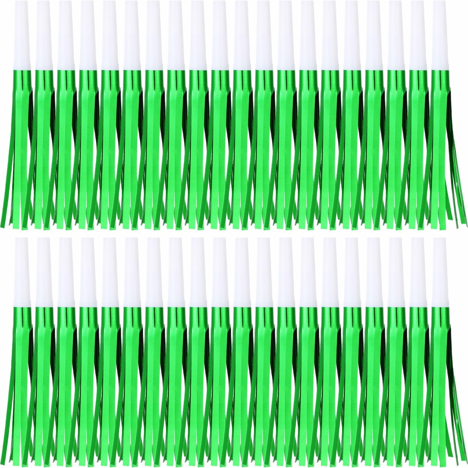 LCPQMZGH 30 Pcs Gold Noise Makers, Metallic Fringed Noise Makers for New Year Party Favor Supplies, Green