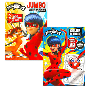 Miraculous Ladybug Activity Set - 5 Piece Bundle with Coloring Books, Stickers & More - Multicolor/Paper