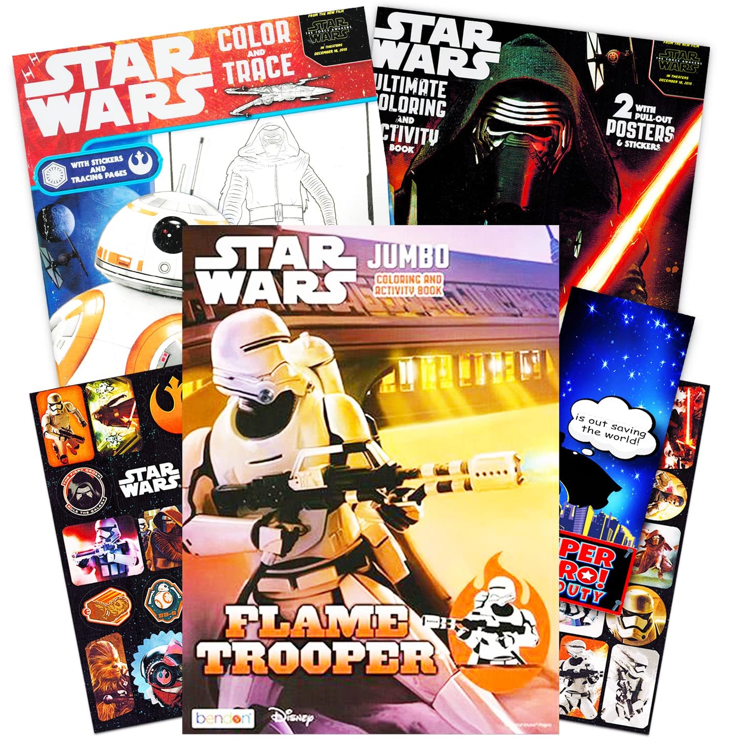 Star Wars Coloring Book Bundle with Stickers and More (3 Jumbo Books - Over 200 Pages Total, Over 30 Stickers)