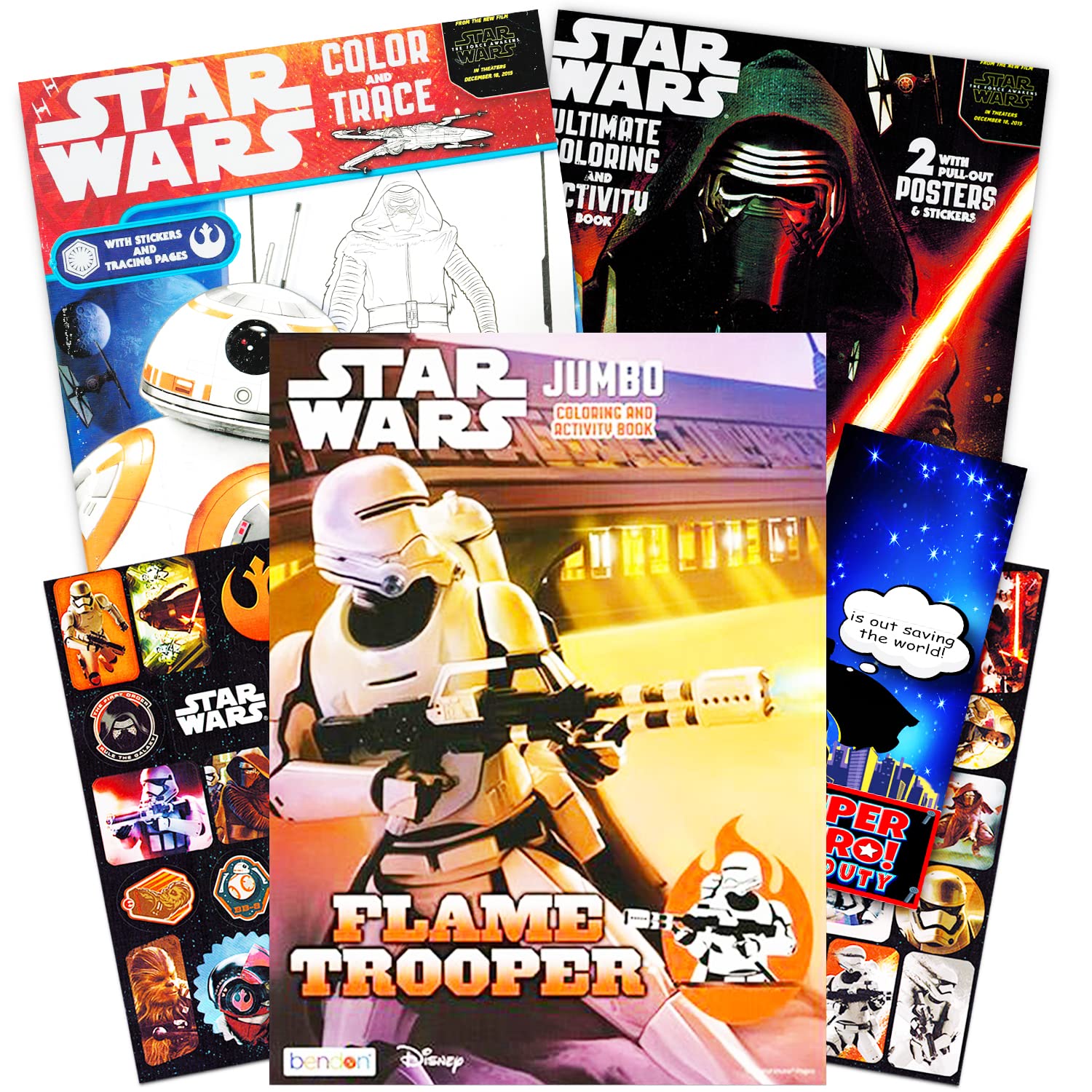 Star Wars Coloring Book Bundle with Stickers and More (3 Jumbo Books - Over 200 Pages Total, Over 30 Stickers)